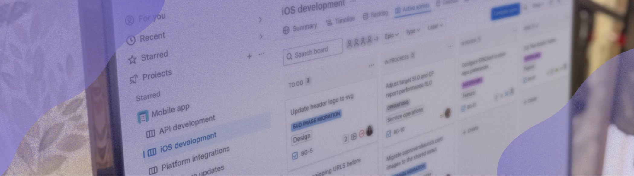 Monitor screen showing Jira environment